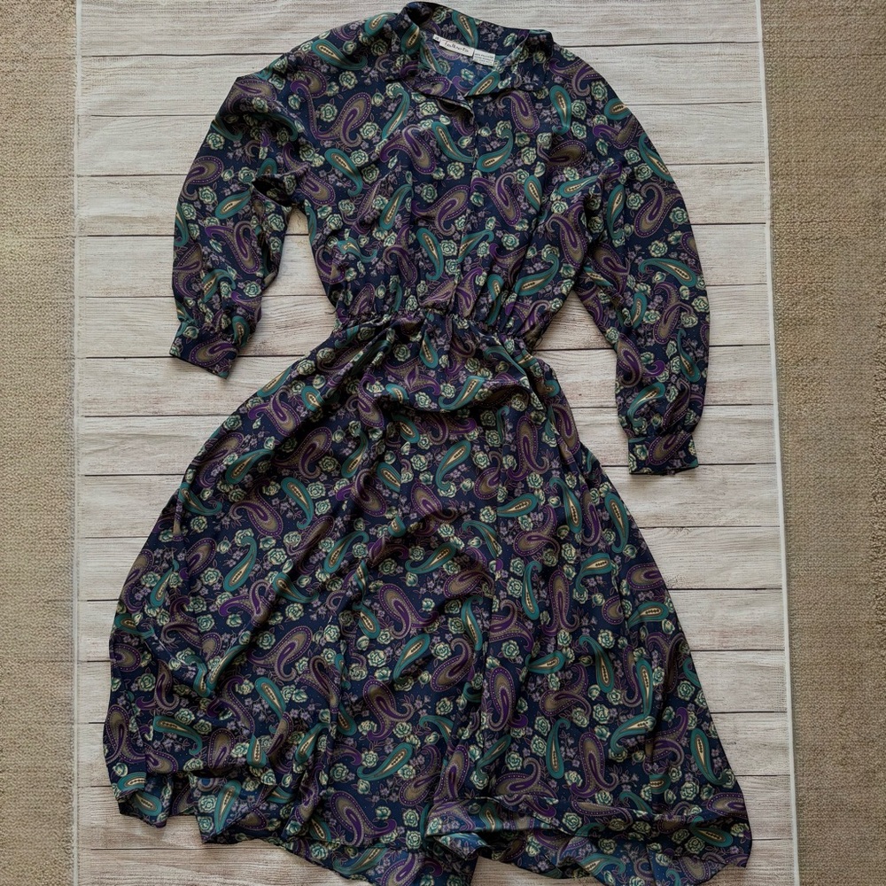 Vintage paisley dress TALBOTS size 10 purple